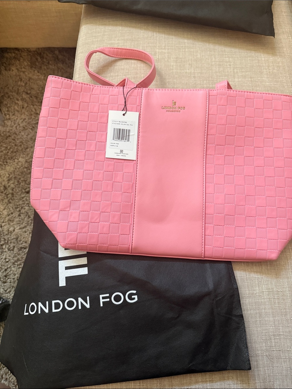 London Fog Pink Quilted Panel Tote